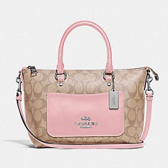 Coach Handbags - Coach Mini Emma Satchel ~ Light Khaki & Pink NWT